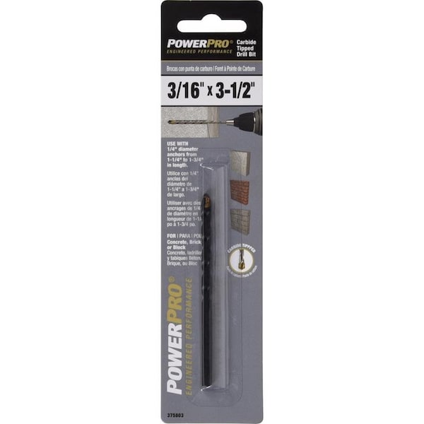 Hillman HILLMAN Power Pro 3/16 in. X 3-1/2 in. L Carbon Steel Drill Bit 1 pk 375803 - main
